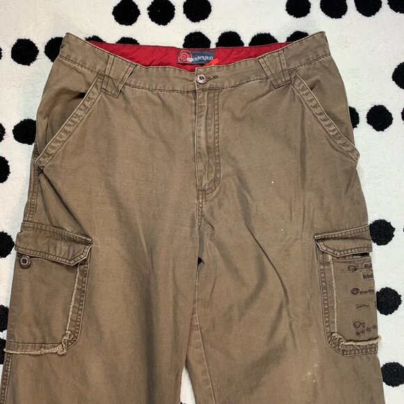 Vintage Y2K 90s OP Riding Co Khaki Cargo Straight Leg Relaxed Fit Pants - Picture 2 of 13